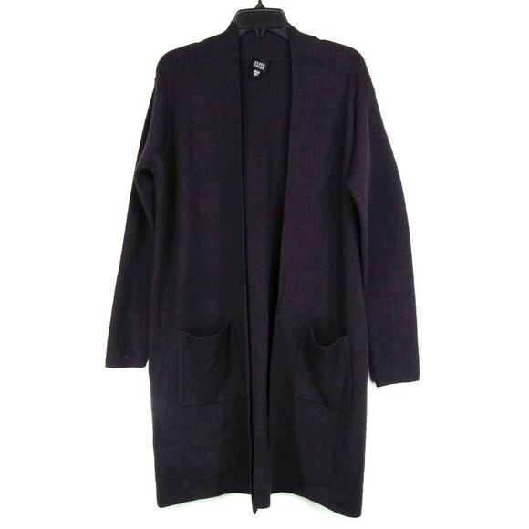 Eileen Fisher Wool Open Front Cardigan Sweater Purple Sz L - Picture 1 of 4